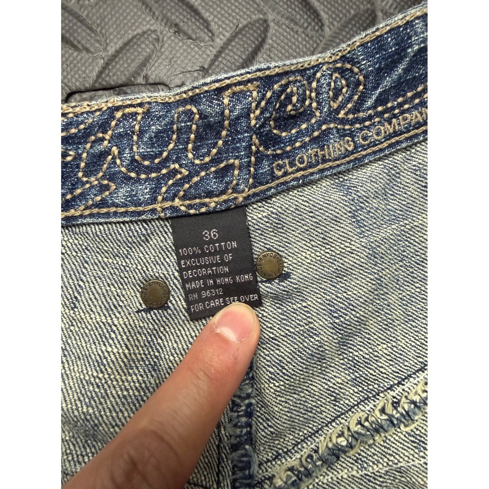 Enyce Y2K Baggy Studded Spellout Jeans Mens 36 Blue Denim Hip Hop Streetwear - Picture 8 of 12